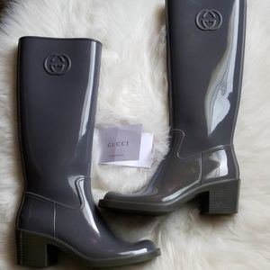Cool Grey Gucci Rubber Rainboots